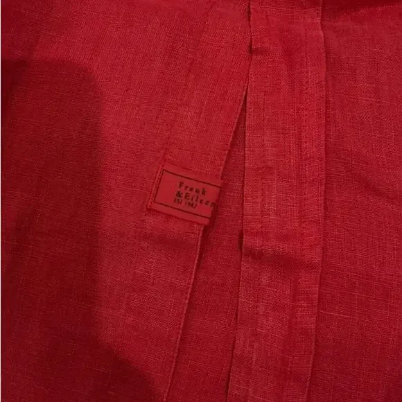 Frank & Eileen Rory Maxi Shirtdress Washed Italian Linen Summer Red Size Large - Picture 12 of 14